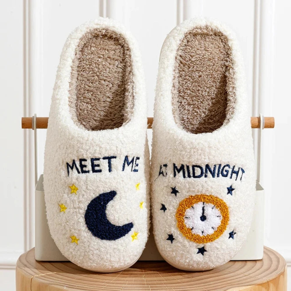 Mochi Mart meet me at mightnight slippers white