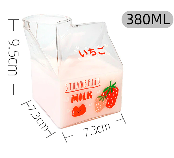 Kawaii Milk Carton Glass Cup