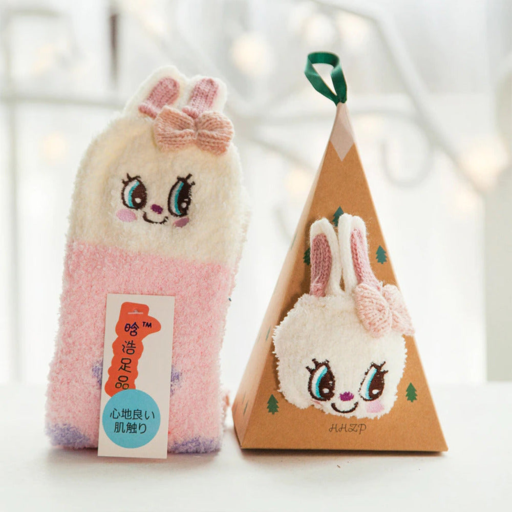 Mochi Mart Cute Fluffy Animal Socks Rabbit