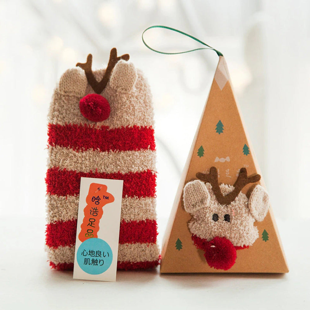 Mochi Mart Cute Animal Fluffy Socks Reindeer