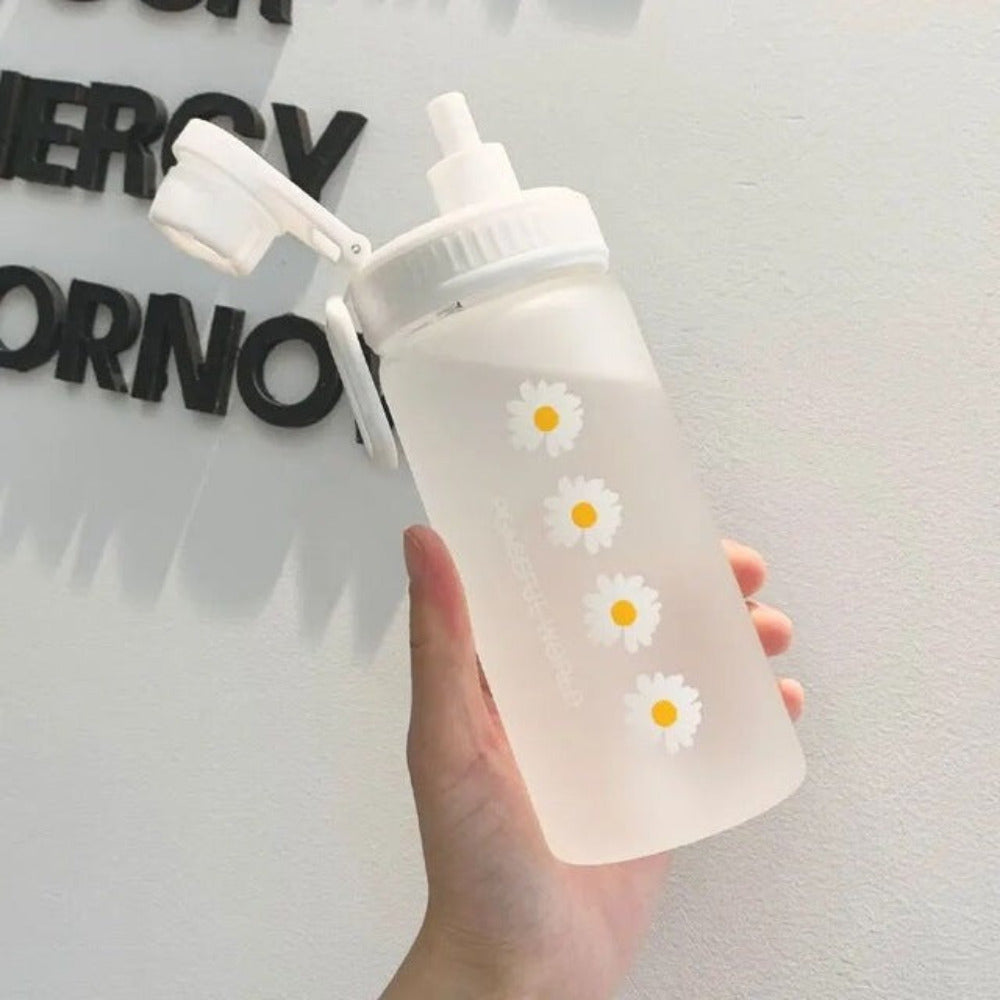Mochi Mart Daisy Print Water Bottle with Sports Lid