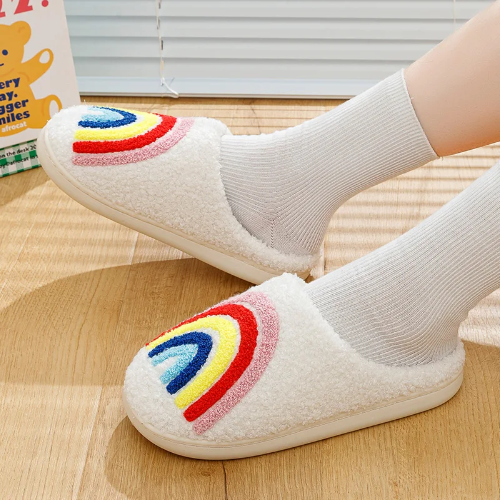 Mochi Mart Rainbow Slippers - Cosy and stylish pastel and bright rainbow slippers