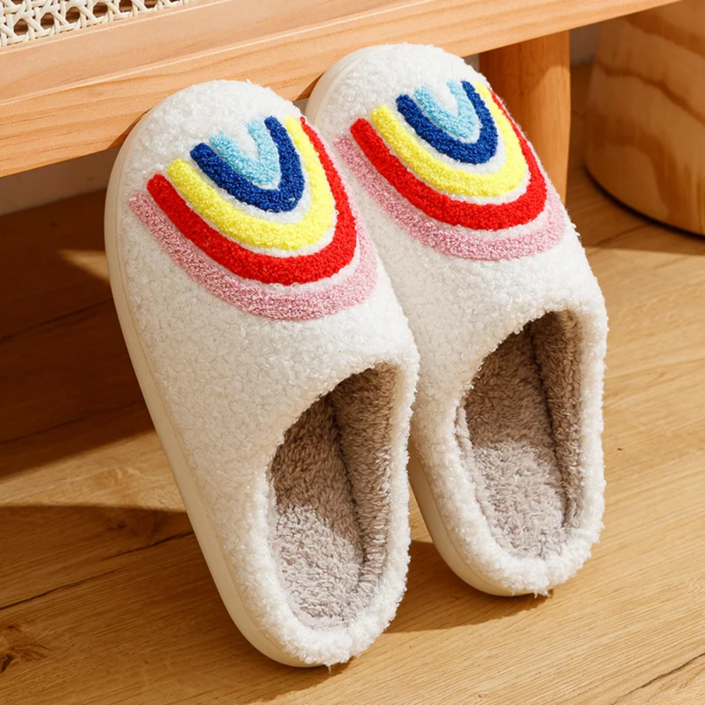 Mochi Mart Rainbow Slippers - Cosy and stylish pastel and bright rainbow slippers