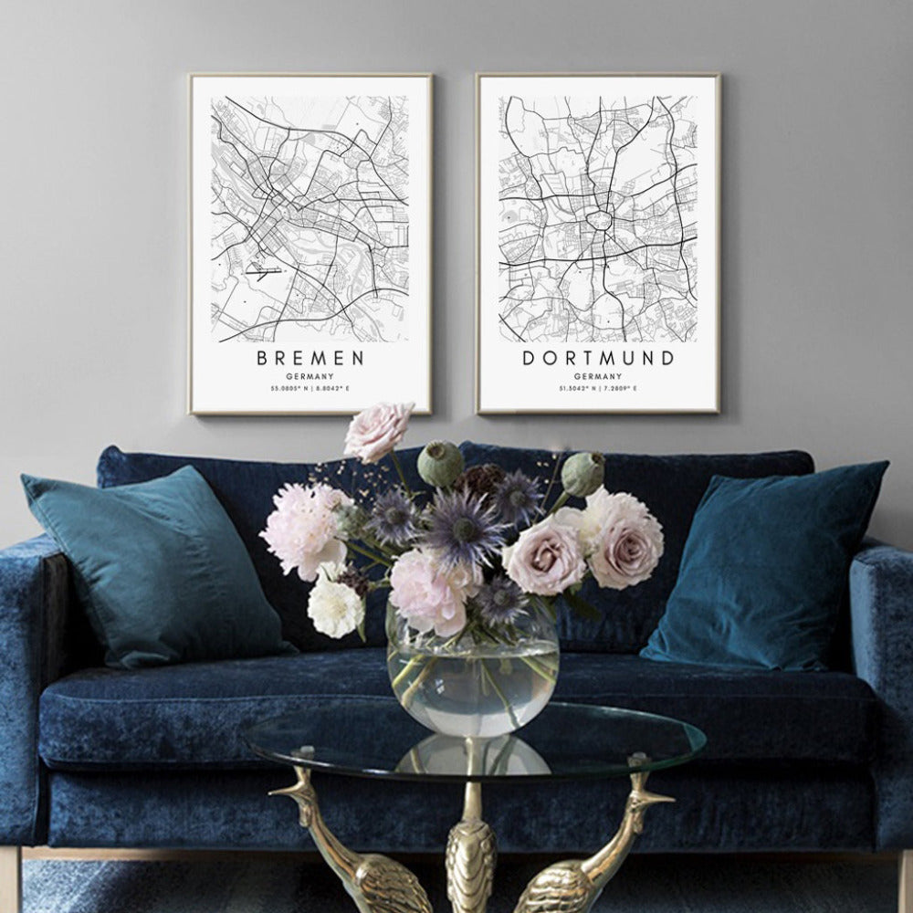 Mochi Mart Personalised Custom City Map Print Wall Art