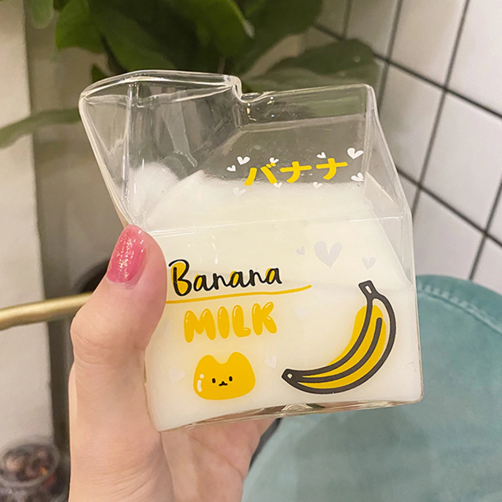 Kawaii Milk Carton Glass Cup