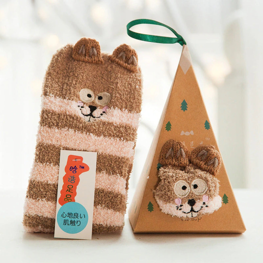 Mochi Mart Cute Fluffy Animal Socks Squirrel