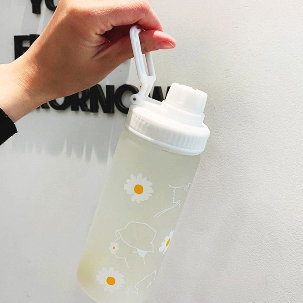 Mochi Mart Daisy Print Water Bottle with Sports Lid