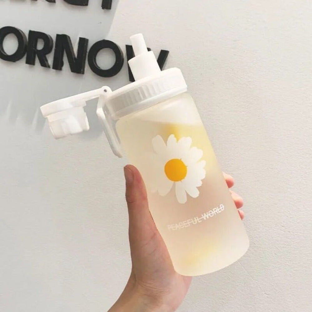 Mochi Mart Daisy Print Water Bottle with Sports Lid