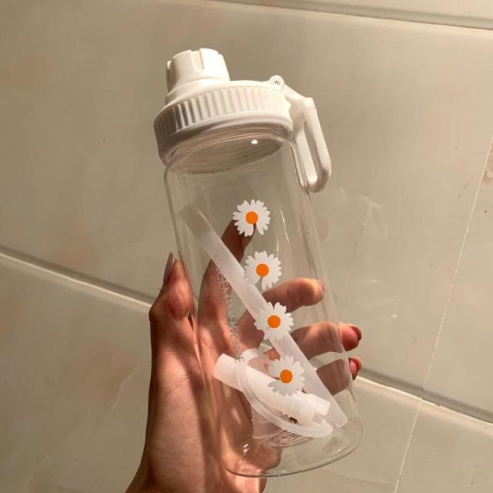 Mochi Mart Daisy Print Water Bottle with Sports Lid