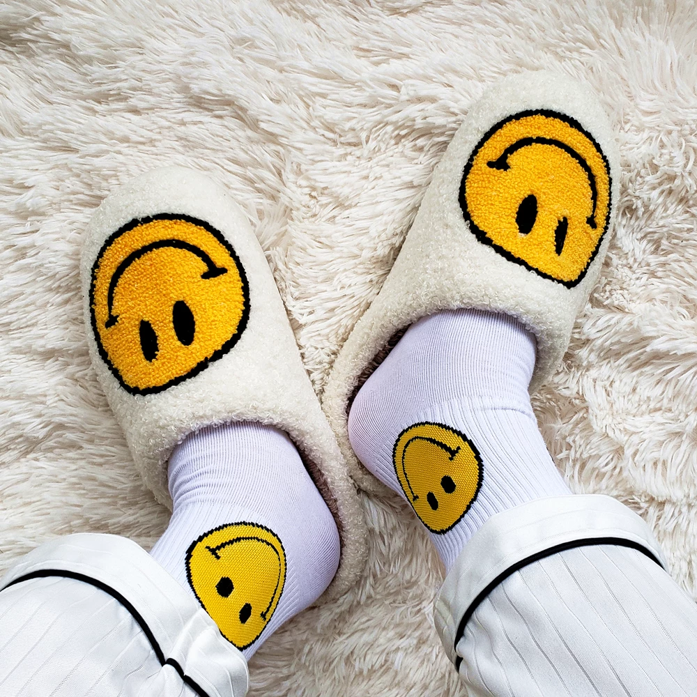 Retro Smiley Face Slippers - The Original Happy Face Slippers