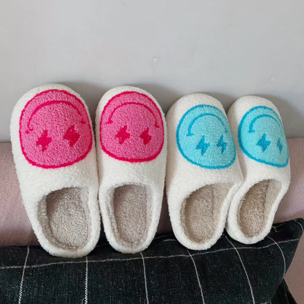 Retro Lightning Smiley Face Slippers